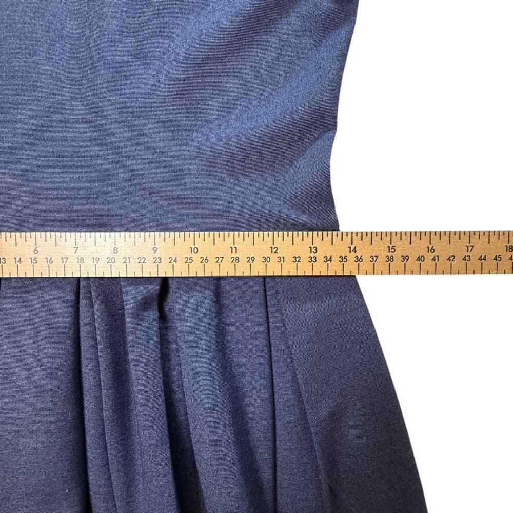 Hutch Anthropologie Navy Ponte Fit & Flare Dress Short Sleeve Pleated Skirt Sz 4 - Picture 6 of 11